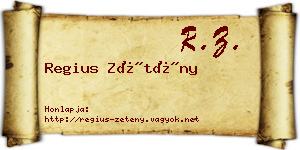 Regius Zétény névjegykártya